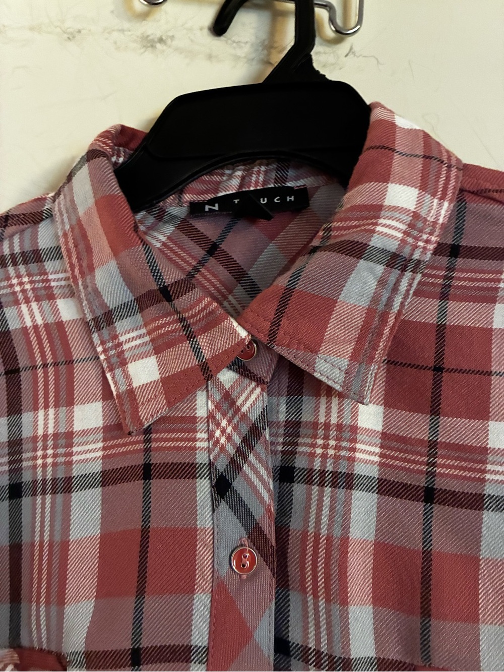 Ladies N Touch Button Up Long Sleeve Plaid Shirt EUC XL